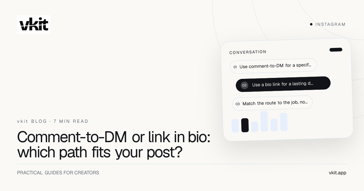 vkit editorial guide: Comment-to-DM or link in bio: which path fits your post?