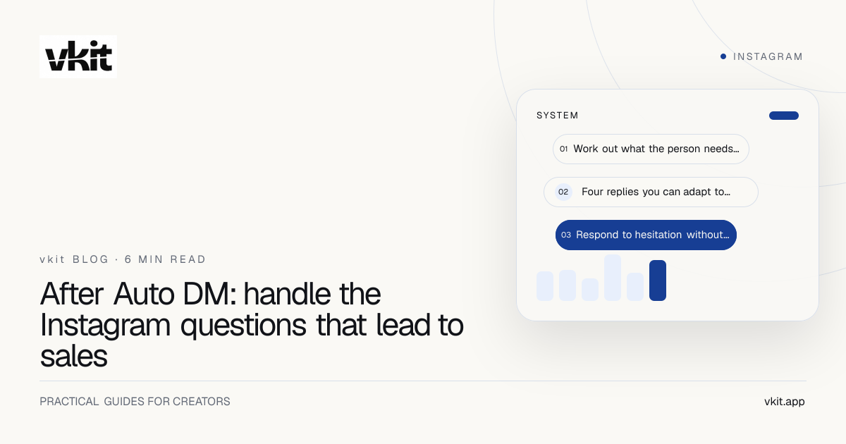 Cobalt vkit article cover with the headline about human sales conversations after Instagram Auto DM
