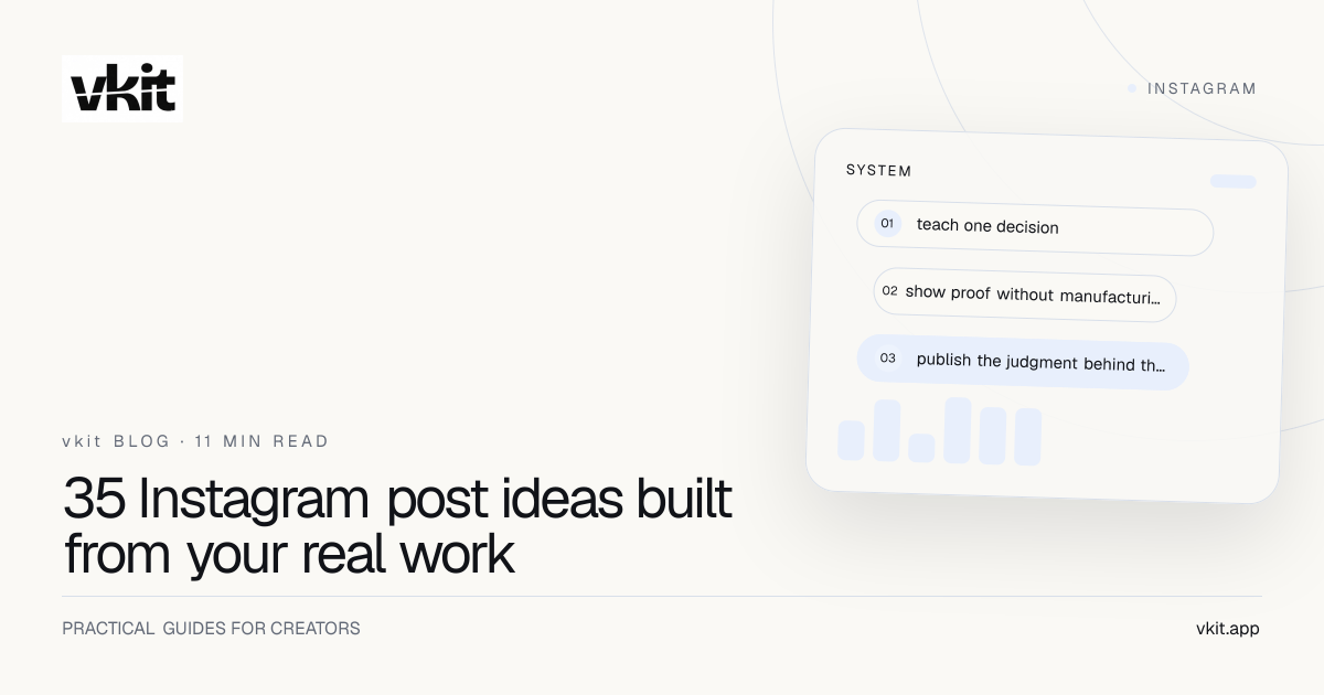 vkit editorial cover with creator notes becoming varied Instagram Reels, carousels and story cards