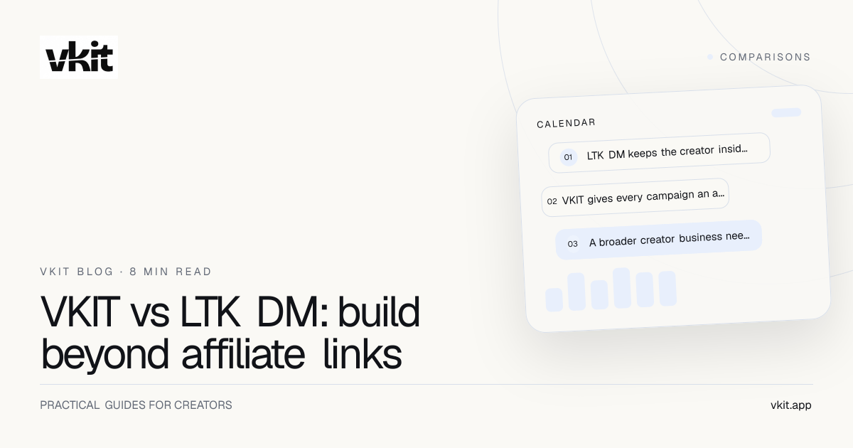 VKIT and LTK DM cover comparing a shopping link with a full creator campaign journey