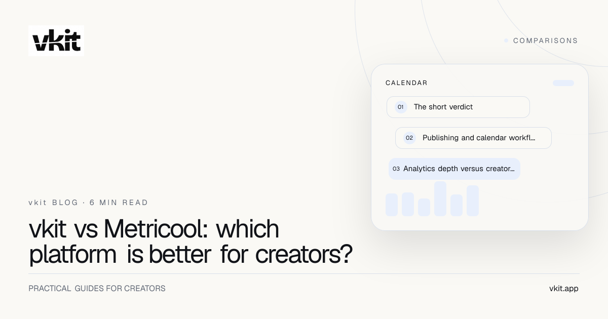 vkit versus Metricool comparison for creator publishing analytics Auto DM and pricing