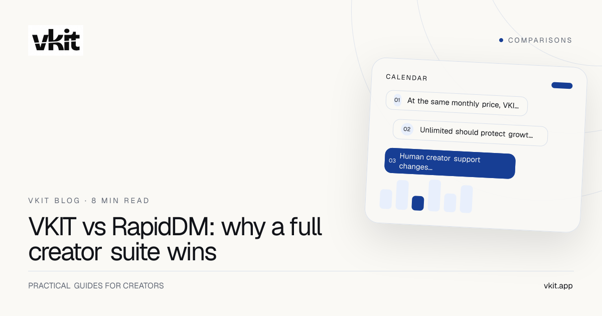 VKIT creator suite compared with RapidDM Instagram message automation
