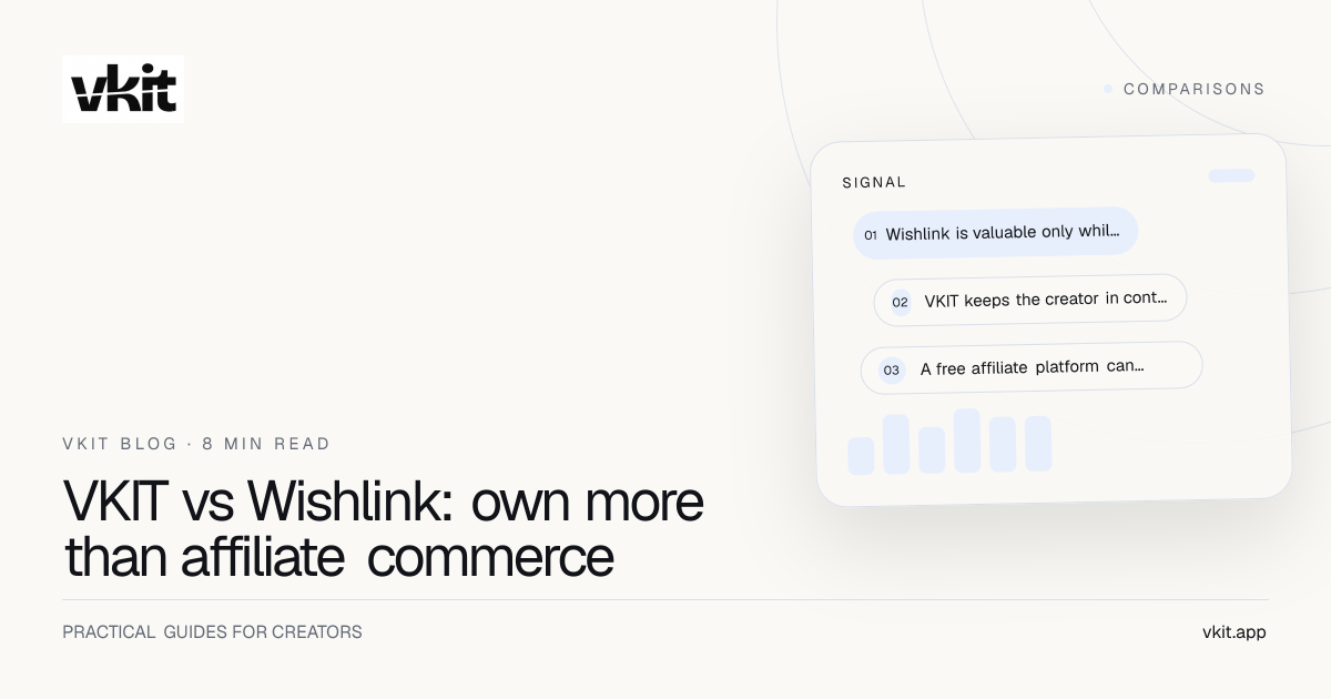VKIT and Wishlink comparison cover with affiliate products beside a complete creator campaign