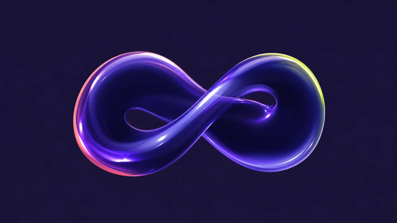 A glossy violet infinity loop on a near-black background, representing recurring creator software costs